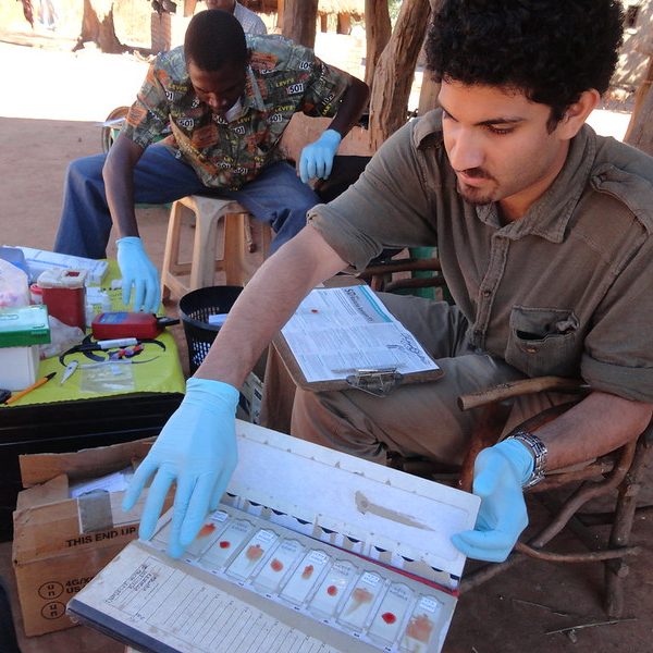 A public health student collects data.