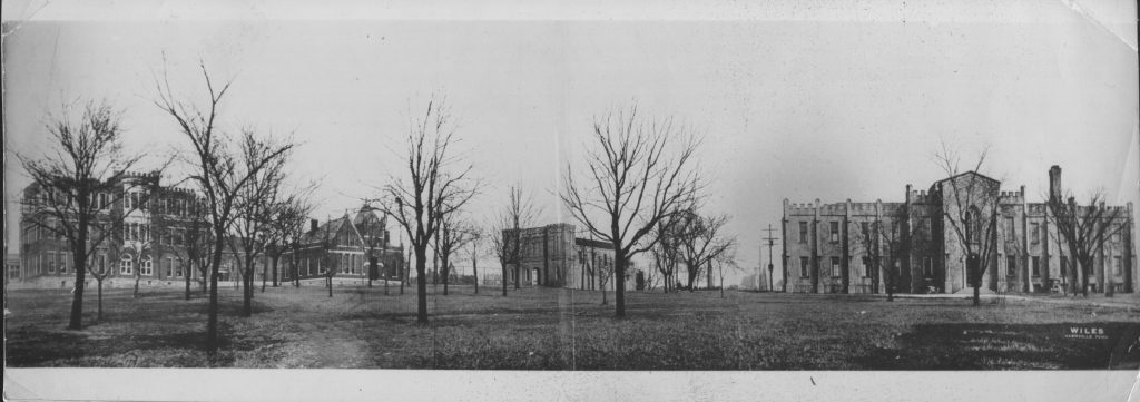 Aerial view of University of Nashville campus in the early 1900s.